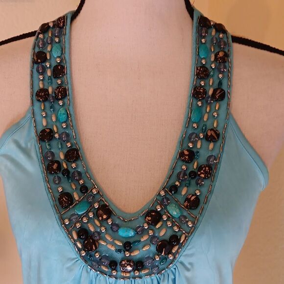 Bwear Blue Embellished Sleeveless Tank Top - Picture 2 of 12